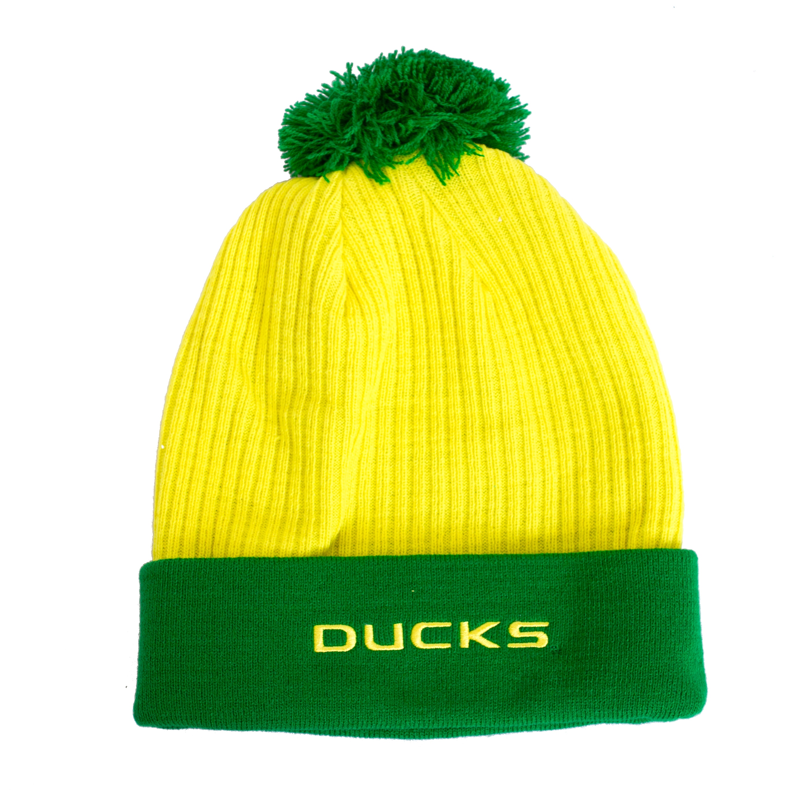 Classic Oregon O, Nike, Green, Beanie, Acrylic, Accessories, Unisex, Pom, Peak cuff, Hat, 812074